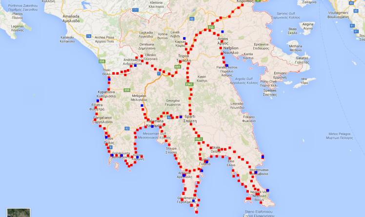 Itinerário de viagem pelo Peloponeso feito por um habitante local